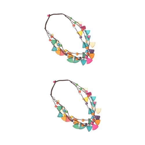 VALICLUD 2 Piezas Collar De Mujer Collar De Cuentas Bohemio Collar Multicapa Collares De Mujer Boho Necklaces Collar De Cuentas Retro Cuentas De Colores Accesorios Perder Largo De Madera
