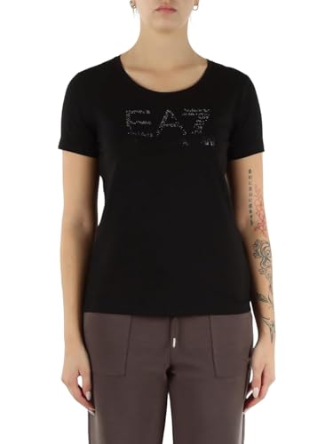EA7 T-shirt slim fit en coton élastique noir, l'excellence des finitions italiennes