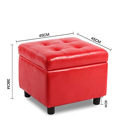 Repose-Pieds Tabouret de Rangement en Simili Cuir Marron