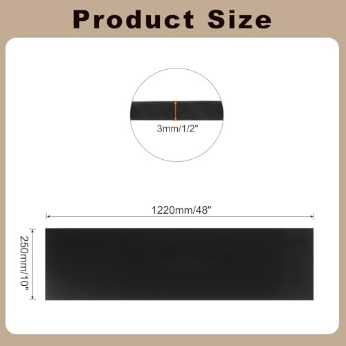 Image of MECCANIXITY HDPE Plastic Sheet 1 /8 inch Thick, 10 inch x 48 inch High Density Polyethylene Plastic Blocks, HDPE Cutting Board for DIY, Home Floor Improvement, Black