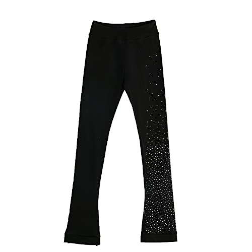 LIUHUO Figure Skating Pants Black Diamond Waist Adjustable Training Pants Girls