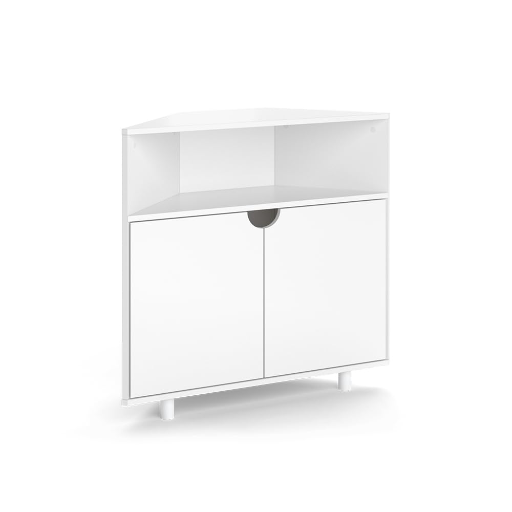 Vicco Eckschrank Inaro, Weiß, 79 x 76 cm | mit 3 Fächern, geeignet zur platzsparenden Aufbewahrung in Raumecken