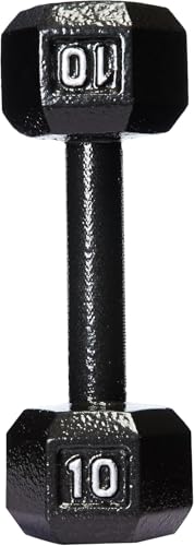 Image of amazon basics Cast Iron Hex Dumbbell | 4.5 Kgs | for Resistance Training | Built-to-Last Strength | 25 L x 8.8 W x 7.6 H cm | Black