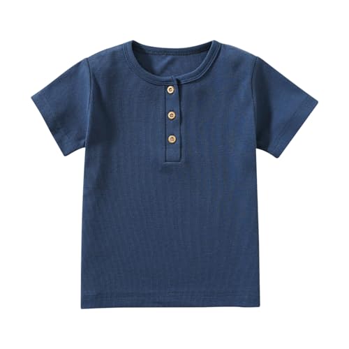 Boys Henley Short Sleeve Shirt Tee Cotton Blend Button Front T-Shirt Kids Boys Breathable Tshirts Casual Summer Clothes