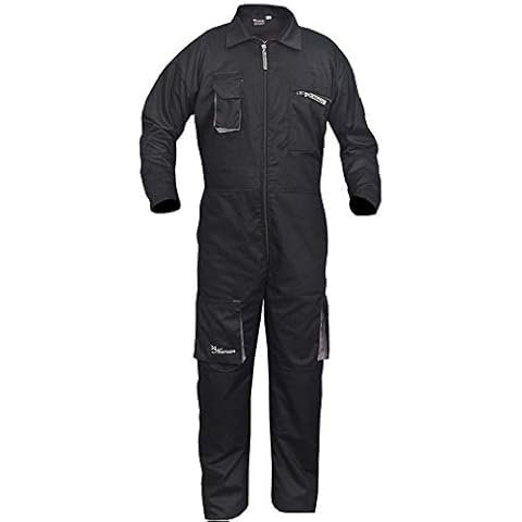 NORMAN Black Work Wear Men's Overalls Boiler Suit Coveralls Mechanics Boilersuit Protective (2XL) Cover
