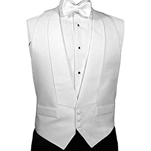 Men's Classic Fit Black Tailcoat Tuxedo Package with Open Back White Pique Vest and Bow Tie3