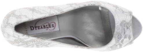 Dyeables Women's Winter Platform Pump,White Satin Lace,7 B US | Image 4
