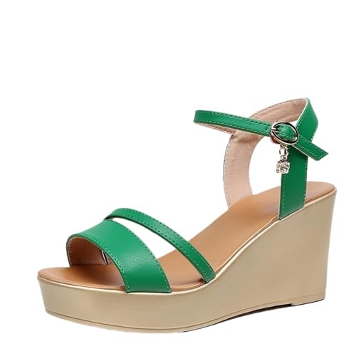 Shoes Women's Platform Wedges Sandals Summer High Heels Sandals(Green 8cm,5)