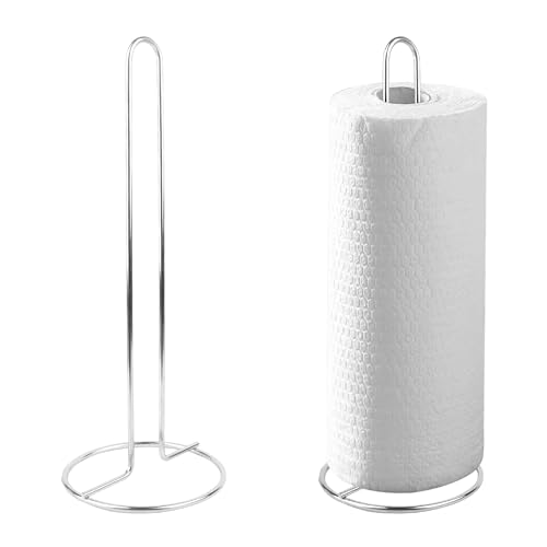Kitchen Roll Stand Freestanding Chrome Finish - Paper Towel Tissue Pole Holder Stainless Steel Kitchen Dispenser Blue Roll Counter Top Organiser One Size