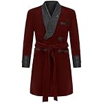 Apornipal Men's Velvet Smoking Robe Double Breasted Long Jacket Blazer with Belt for Dinner Party Wedding