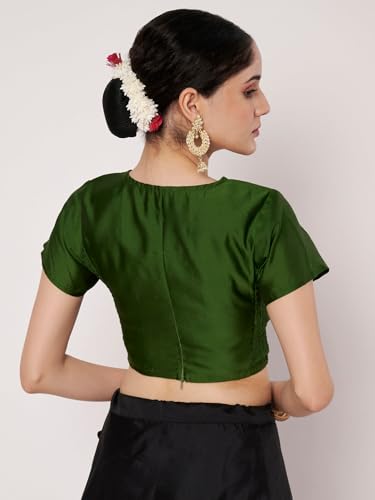 Image of studio rasa Women's Silk Blend Stretchable Crop Top for Festive Wedding Party
