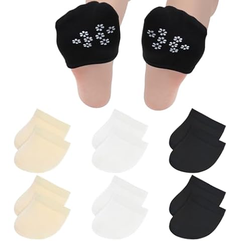 Abeillo 6 Pairs Half Socks for Women, No Show Toe Topper Socks, Invisible Non-Skid Half Seamless Mule Socks for Mules (Ladies Size 7-11, White, Black, Skin) Cover