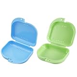 Zahnprothese Box Zahnprothesendose Zahnprothesendose Aufbewahrungsbox Dental Box Fall Prothese Bad für Dental Kieferorthopädische Mundschutz Aufbissschiene 2 Stücke (Cyan und Blau)