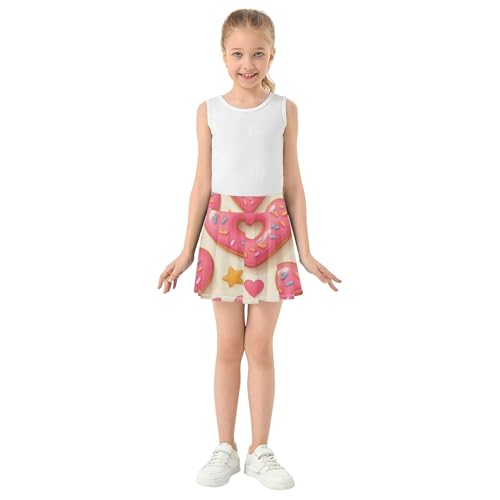 Joisal Cute Pink Donuts Athletic Shorts Girls Skorts Skirts with Shorts Blue Pink Pleated 3t3