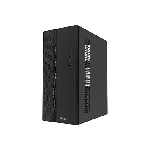 Image of EVM Enigma 054 Micro ATX Computer Cabinet - Micro-ATX /Mini-ITX PC Case with ATX PSU Support, USB Ports & Audio I /O, 4 PCI Slots, SSD & HDD Support, 120mm Front Fan Support, 250mm GPU Clearance, Black