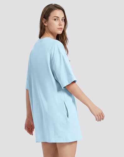 Image of VIUTIL Womens Oversized T Shirt Dress Short Sleeve Crewneck Cotton Mini Dress with Pockets 2026 Casual Summer Clothes
