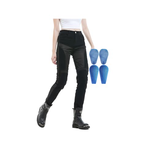 Lightweight Motorcycle Pants Summer Mesh Riding Leggings Tear Resistant Armor for Unisex/All Seasons(Small)