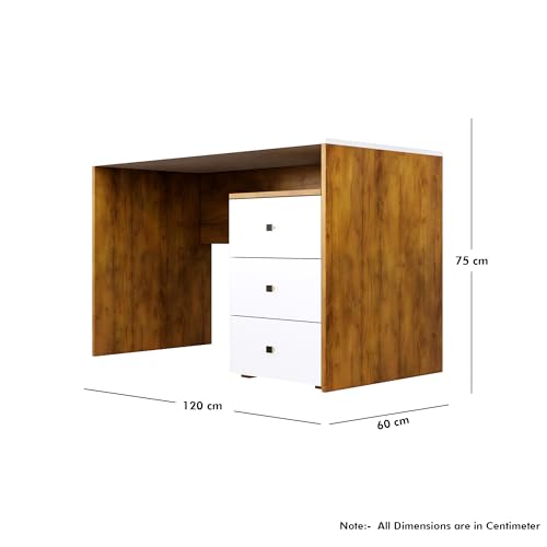 Image of Bniture Wooden Study Table for Home with Bottom Storage | Engineered Wood Study Table with Book Shelf | Multi Purpose Computer Desk for Writing | Laptop Table for Office | Giant Wood & Frosty White