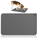 Silikon Futtermatten für Haustiere, Katzenplatzmatten Napfunterlage Gummimatte Haustier Fütterung Matte Antirutschmatte wasserdichte Katzennapfmatten Leicht Reinigen 48×30CM, Dunkelgrau