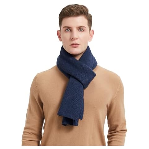 GreenMount Men’s Cashmere Scarf Ribbed Knitted 100% Cashmere Scarf Warm Thick Soft for Fall Winter Men Cover