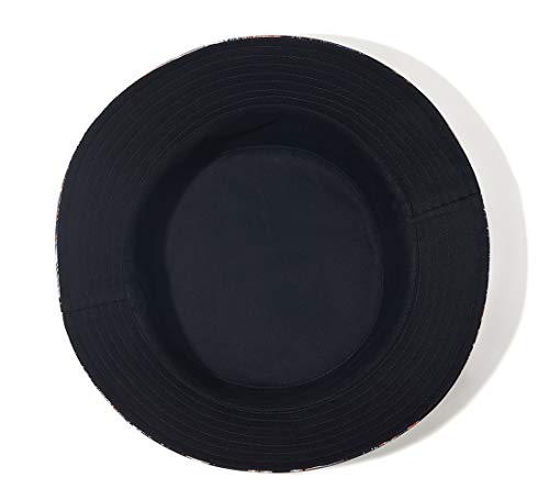 Quanhaigou Reversible 3D Graffiti Printed Bucket Sun Hat, Packable Double-Side-Wear Fisherman Outdoor Cap Summer Hip Hop Beach Hats Many Patterns Black Blue #TOP6