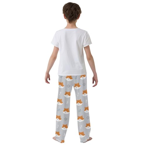 Boys' Pants Cartoon Orange Fox Grey Long Bottoms Jogger Pants Elastic Waist Trousers with Pockets S-XL3
