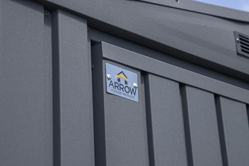 Image of Arrow Shed Elite 12' x 14' Tall Outdoor Steel Storage Shed with High Gable and Lockable Doors Storage Building, Anthracite