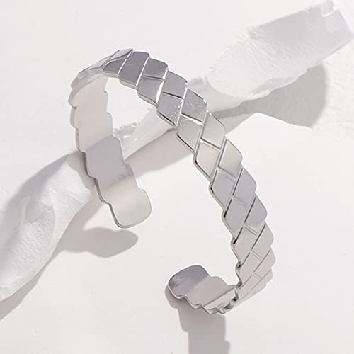 Zlatomu Punk-Stil Handgelenkschmuck Für Frauen, Unregelmäßiges Halbkreisgitter Offene Verstellbare Armreifen Für Frauen, Übertriebenes Hohles Breites Handarmband Für Frauen, Weiß Zlatomu Punk-Stil Handgelenkschmuck Für Frauen, Unregelmäßiges Halbkreisgitter Offene Verstellbare Armreifen Für Frauen, Übertriebenes Hohles Breites Handarmband Für Frauen, Weiß