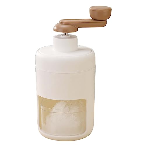 ANGGREK Hand Crank Ice Crusher Manual Ice Shaver Snow Cone Maker with 304 Stainless Steel Blades for Home Kitchen Use Easy to Operate Food Grade Material (White)