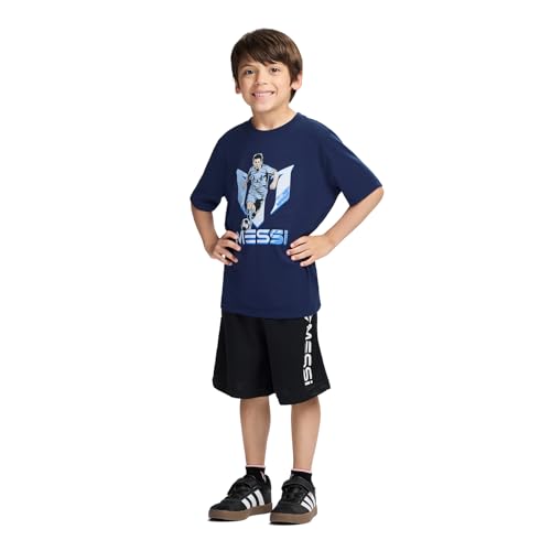 Image of Messi Boys' Lifestyle Short Sleeve T-Shirt, Slim-fit Graphic Tee, Cotton Blend Fabric
