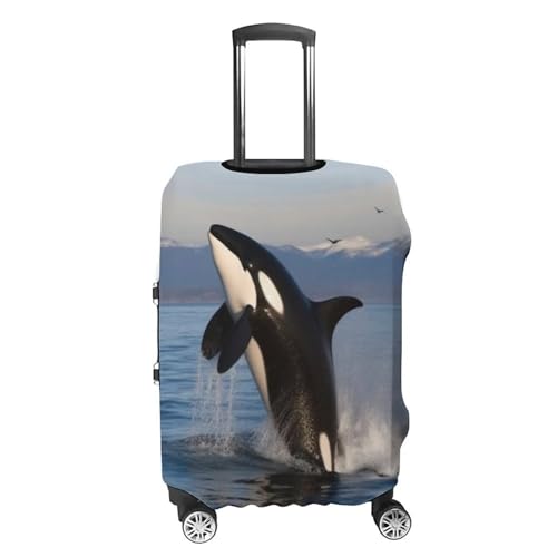 Killer Whale Luggage Cover Tsa Approved Suitcase Covers for Luggage Elastic Washable Suit Case Covers Anti-Scratch Travel Luggages Sleeve Suitcase Protector Fits 19-30 Inch Case(M)4