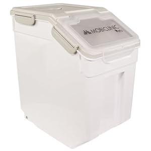 Mobiclinic® Pets, Contenedor pienso, para Mascotas, FeedPet, Capacidad 20L, Cierre hermético, 23×25,5×36,5cm, Incluye Pala y Vaso medidor, con Ruedas, Ventana Transparente, Preservación de frescor
