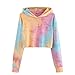 Produktbild TWIFER Damen Hoodie Gedruckt Patchwork Sweatshirt Langarm Crop Pullover Tops Bluse