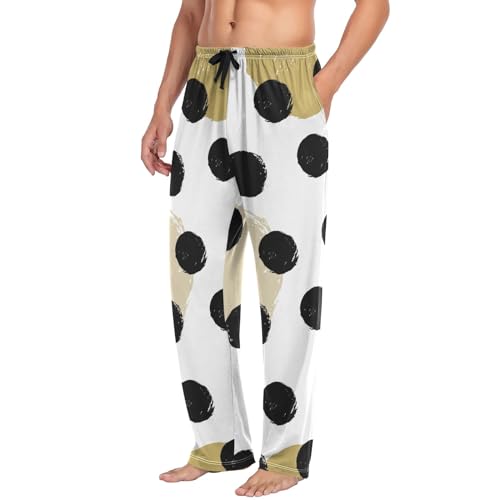 Cute Black Polka Dot Men Pjs Bottoms, Soft Lounge Pants Men, Lightweight Cotton Sleep Pants, Pj Pants with Pockets Men4