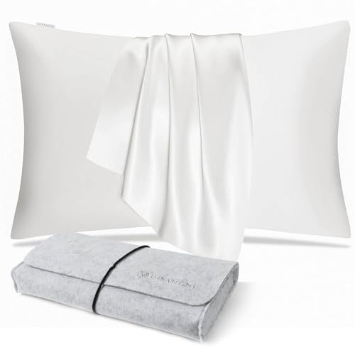 DISANGNI 100% Natural Mulberry Silk Pillow case for Hair and Skin with Hidden Zipper 22 Momme Both Sides Real Silk Pillow Case (1pc Standard Size 20 x26 White)