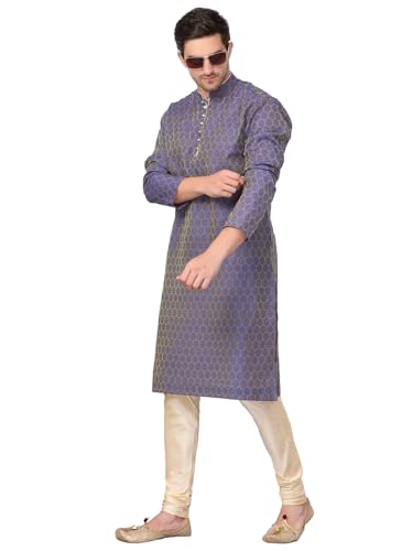 Image of Men's Cotton Jacquard Kurta and Churidar Set