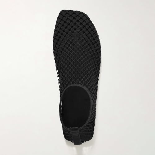 Women's Stretch Mesh Ballet Flats, Clear Fishnet Square Toe Ankle Sandals, Comfy Supportive Casual Office Ballerina Breathable Flat Shoes3