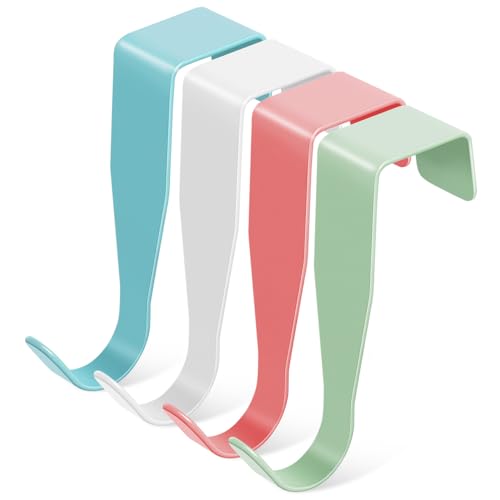 MUCKLILY 4pcs Over Door Hooks - Multi-Color Carbon Steel Cabinet Hooks for Towels, Coats, and Kitchen Storage, Space-Saving Design, 2.55 * 2.08 * 0.59inch
