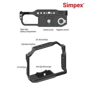 Image of Simpex Camera cage EOS R10 Custom-fit, Full Access to Ports, Multiple Accessory Threads, Dual Cold Shoe mounts