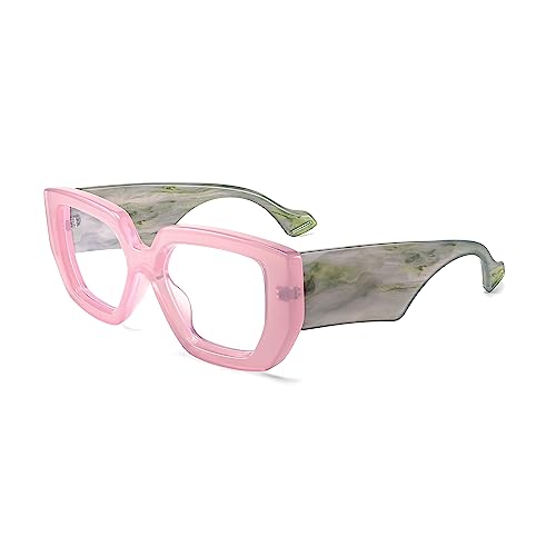 Image of FEISEDY Blue Light Glasses for Women, Oversized Square Thick Frame, Computer Eyeglass Anti Eyestrain B4129