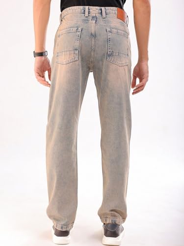 Image of The Indian Garage Co Men Vintage Straight Fit Solid Mid-Rise Jeans