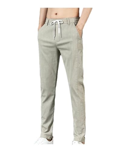 Mnjyihy Men's Pants Thin Elastic Waist Korean Style Business Slim Straight Trousers Denim Pants