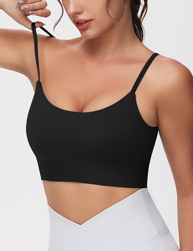 THE GYM PEOPLE Women's Adjustable Longline Sports Bras Scoop Neck Padded Wireless Workout Yoga Tops3