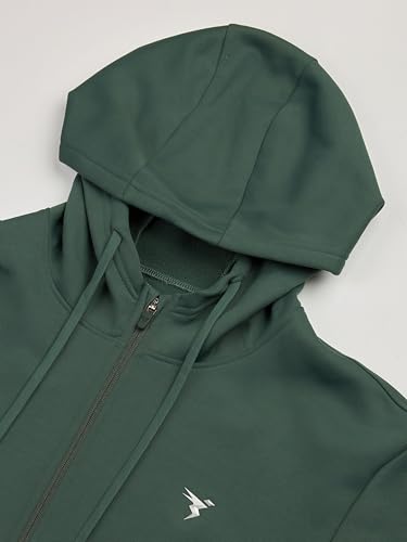 Image of TECHNOSPORT Mens Fleece Slim Fit Solid Regular Fit Hooded Jacket with Techno Warm+, Fast Dry for Winter Use