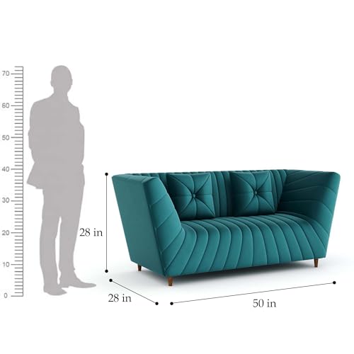Image of Amazon Brand - Solimo Corell Tufted Velvet Fabric 3+2 Seater Sofa for Living Room Furniture (Teal)|3 Year Warranty