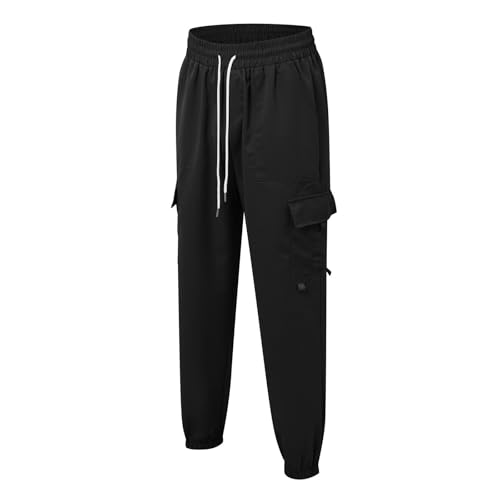 Men's Stretch Cargo Joggers Pants Elastic Waist Slim Fit Lightweight Athletic Workout Trousers with Pockets2