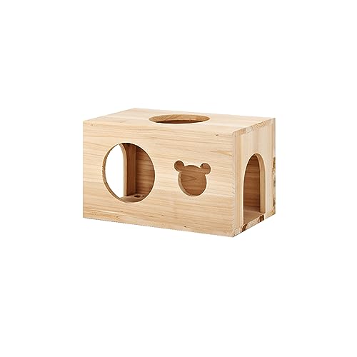 CHIIRAKU Chinchilla House – Natural Wooden Pet Hideout with Wooden Peg, No Paint, Safe & Durable, Ideal for Teeth Grinding