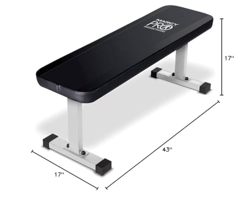 Marcy Flat Utility Flat Strength Training Home Gym Lifting Weight Bench, White