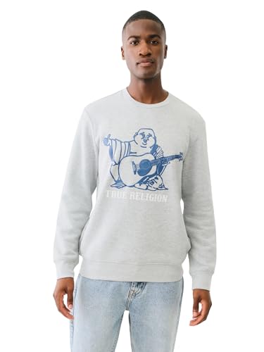 True Religion Men's Buddha Puff Pullover Crewneck Hoodie