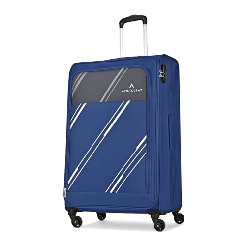 Image of Aristocrat Polyester Trigon Hexa Active Luggage Set of 6-3 Trolley Bags (Cabin 55Cm+69Cm+79Cm) & 3 Duffle Bags 52Cm for Travel with 5 Years International Warranty (Navy Blue,Soft,4 Spinner)